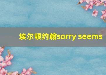 埃尔顿约翰sorry seems